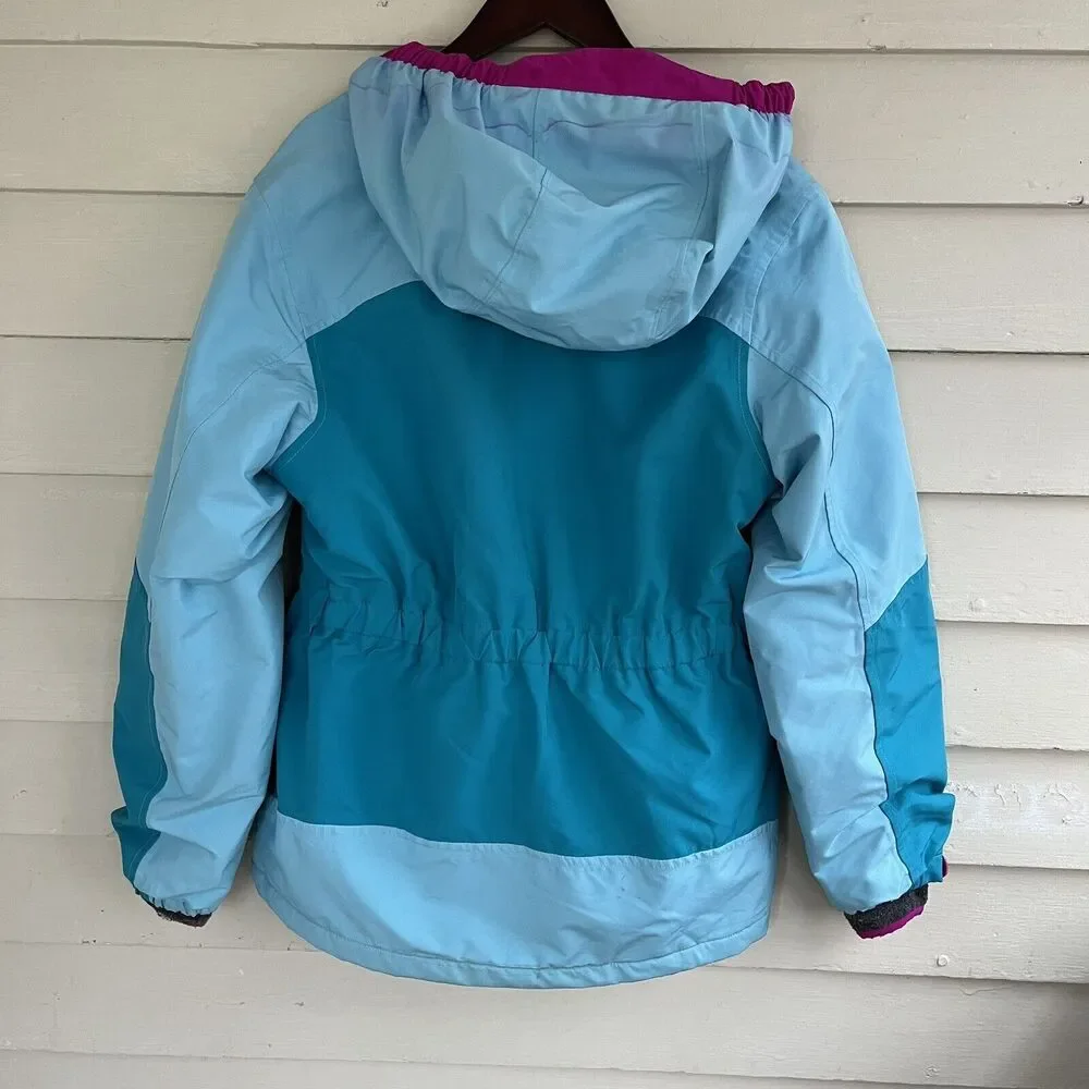 LANDS END Squall Waterproof Insulated Winter Jacket, Teal/Fuschia- Size XL (16)